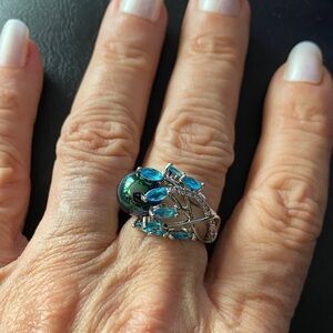 Elegant 925 Silver and Blue Gemstone Ring